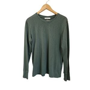 American Giant Slub Knit Long Sleeve Crew Tee Green Size L Minimalist Top